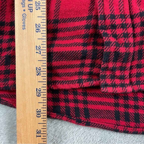 Woolrich Shacket Mens XL Red Plaid Check Flannel Button Up Long Sleeve Pockets - Picture 13 of 15